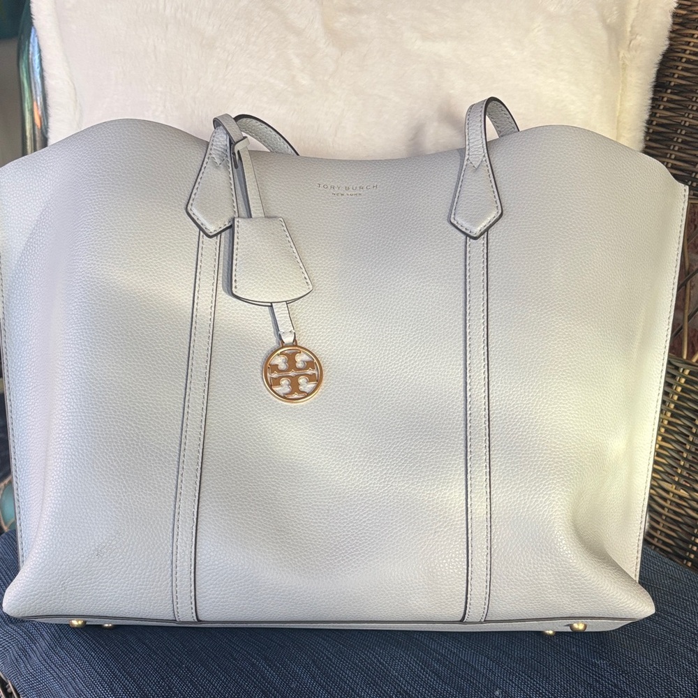 Tory Burch Perry Triple Compartment Leather Tote - Feather Gray
